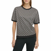 Andrew Marc Sport Women's Short Sleeve Sweatshirt Taupe Combo Medium