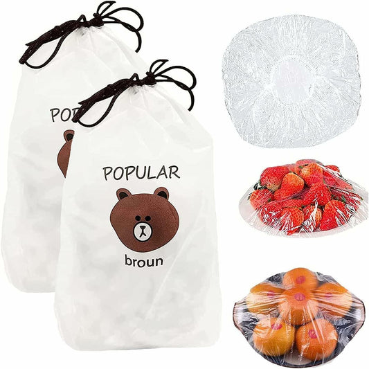 200Pcs Elastic Fresh Keeping Bags Stretch Plastic Bowl Covers Food Storage