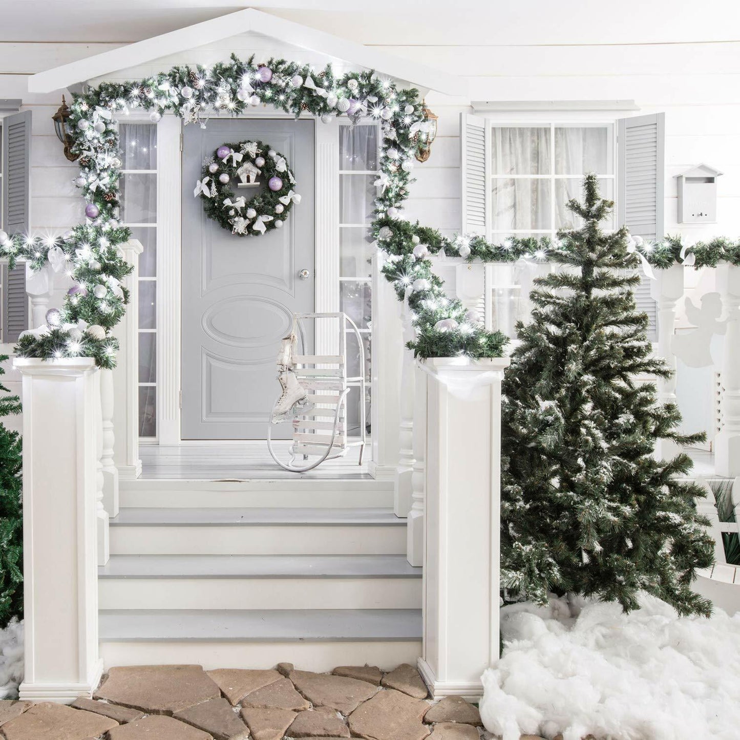 BBTO 2-Pack White Artificial Snow Blanket 5x6.6ft Christmas Decor Snow Sheet