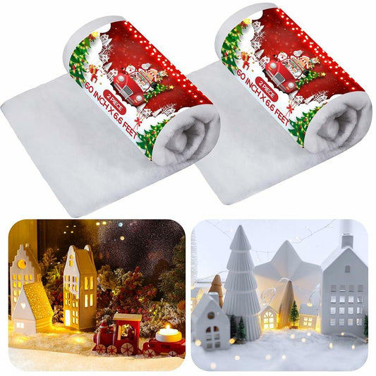 BBTO 2-Pack White Artificial Snow Blanket 5x6.6ft Christmas Decor Snow Sheet