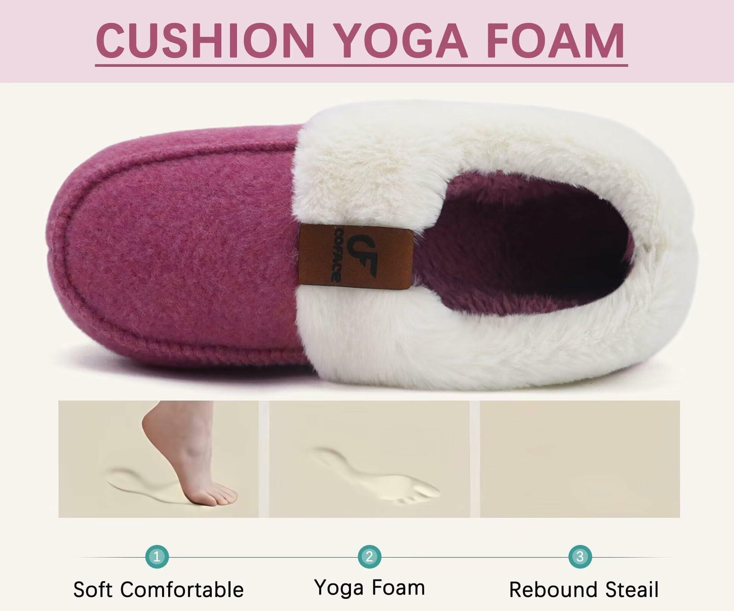 COFACE Womens Memory Foam Moccasin Slippers Pink Size 8 Arch Support
