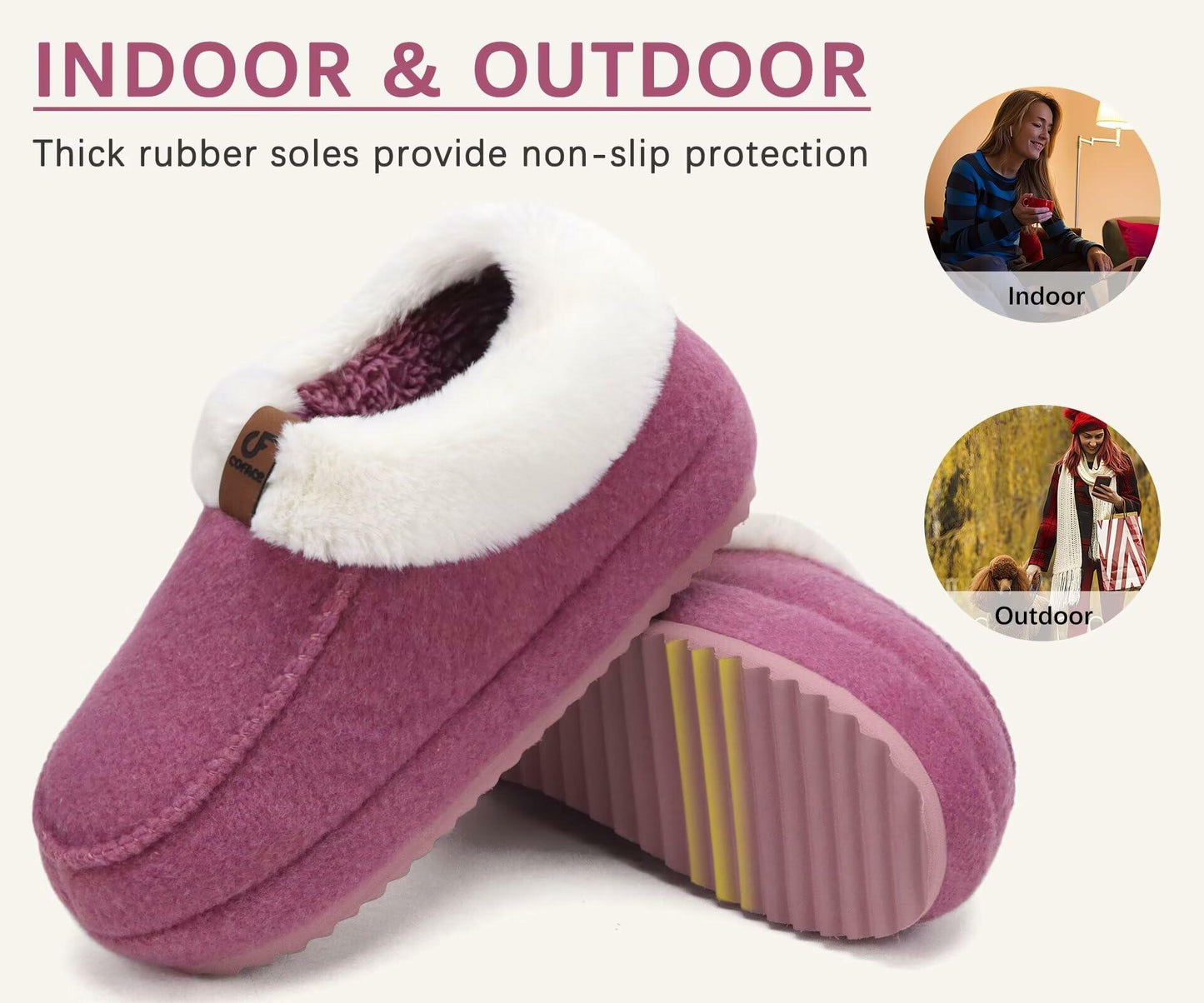 COFACE Womens Memory Foam Moccasin Slippers Pink Size 8 Arch Support