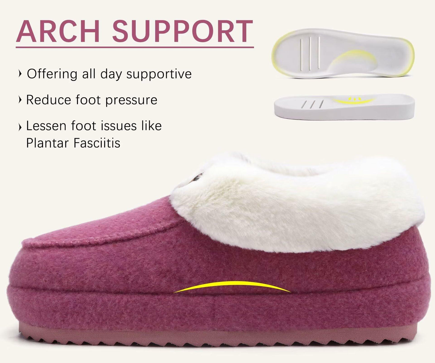 COFACE Womens Memory Foam Moccasin Slippers Pink Size 8 Arch Support