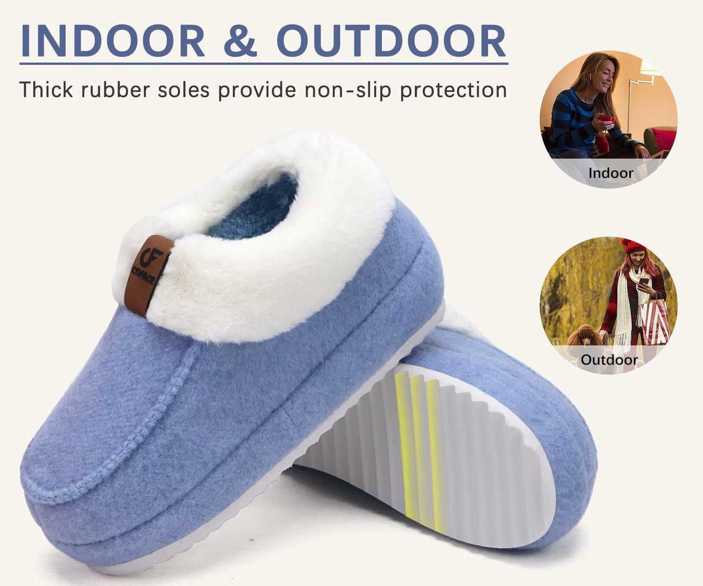 COFACE Womens Blue Moccasin Slippers Memory Foam Orthotic Size 10
