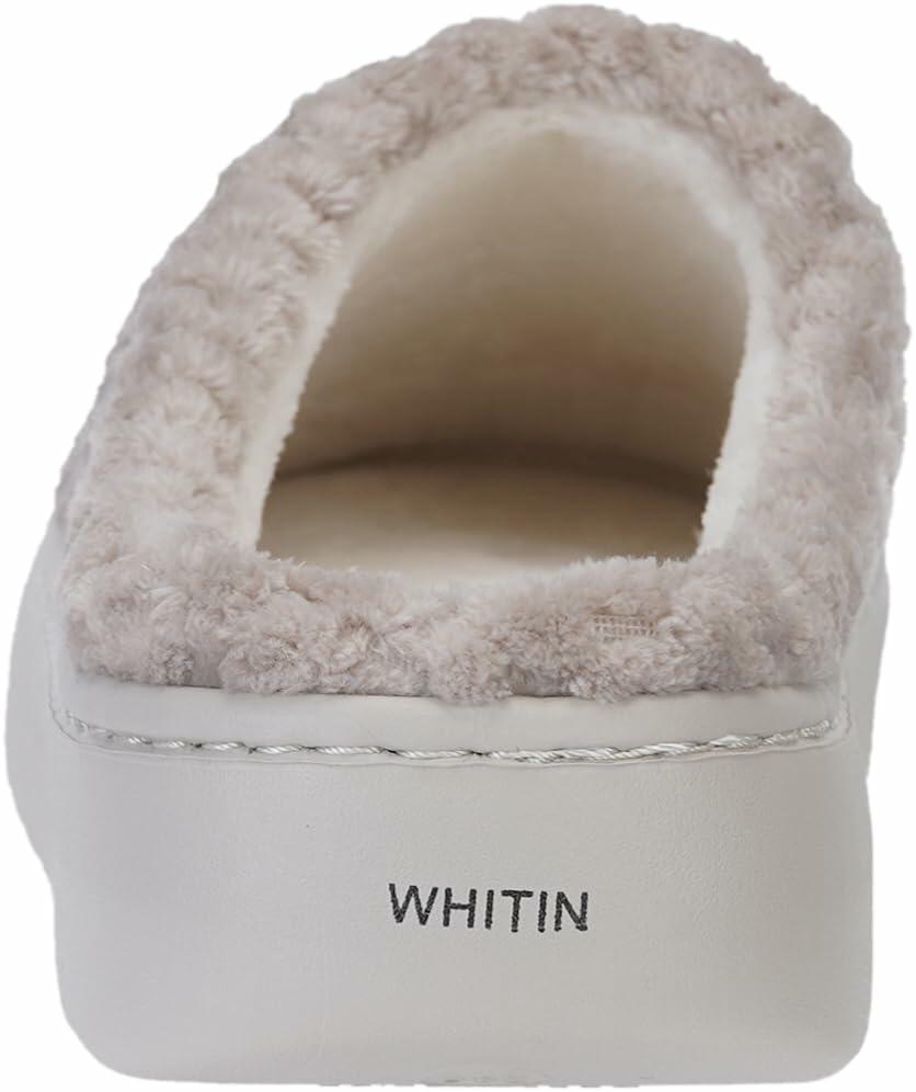 WHITIN Women's Fuzzy House Slippers Size 37-38 Taupe Extra Thick Sole Cozy