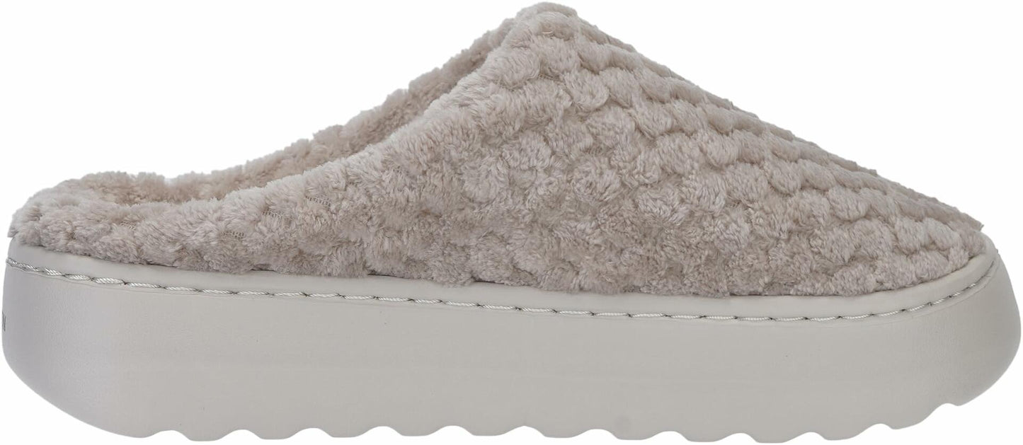 WHITIN Women's Fuzzy House Slippers Size 37-38 Taupe Extra Thick Sole Cozy