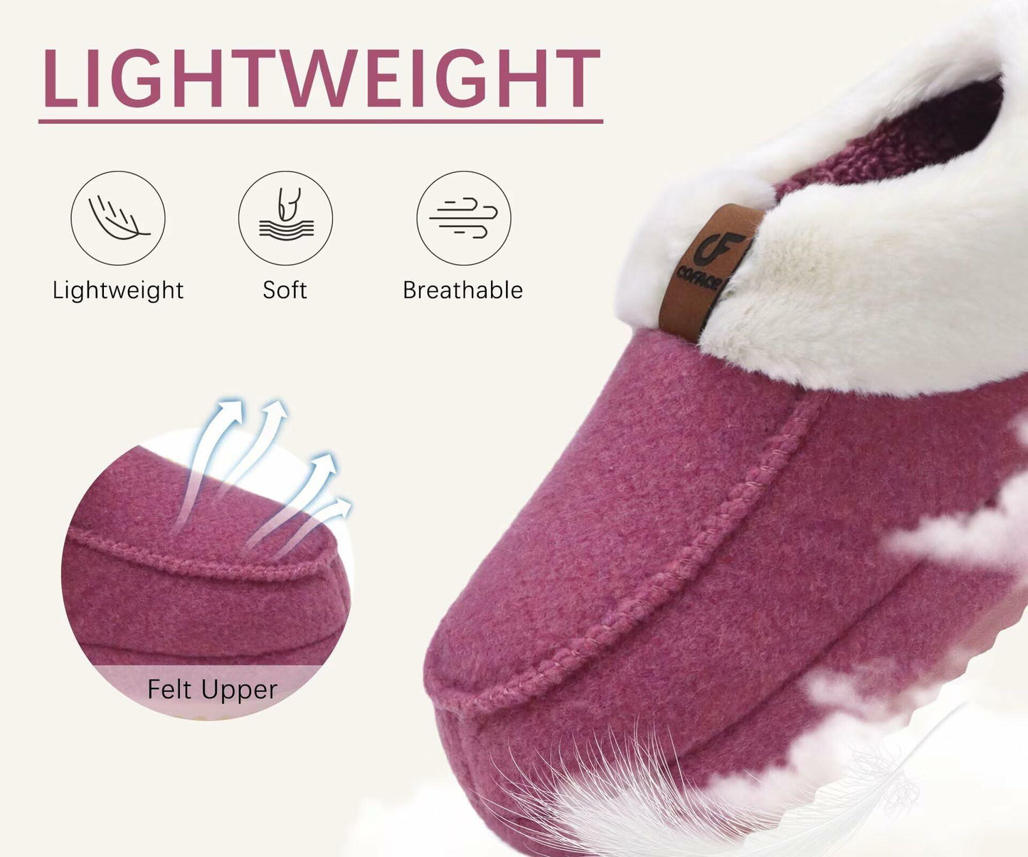 COFACE Womens Memory Foam Moccasin Slippers Pink Size 8 Arch Support