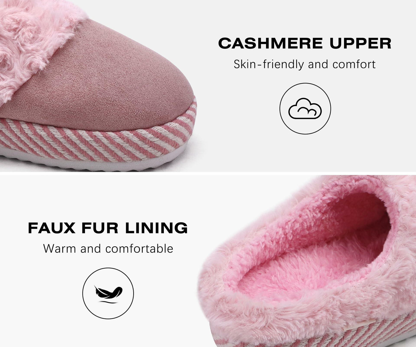 ONCAI Women's Slippers 2025 Light Pink Size 8.5 US Cozy Rubber Sole