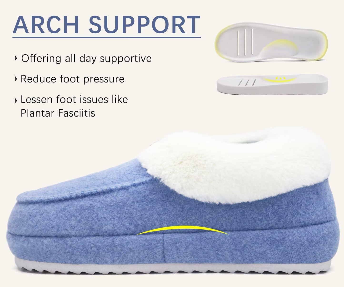 COFACE Womens Blue Moccasin Slippers Memory Foam Orthotic Size 10