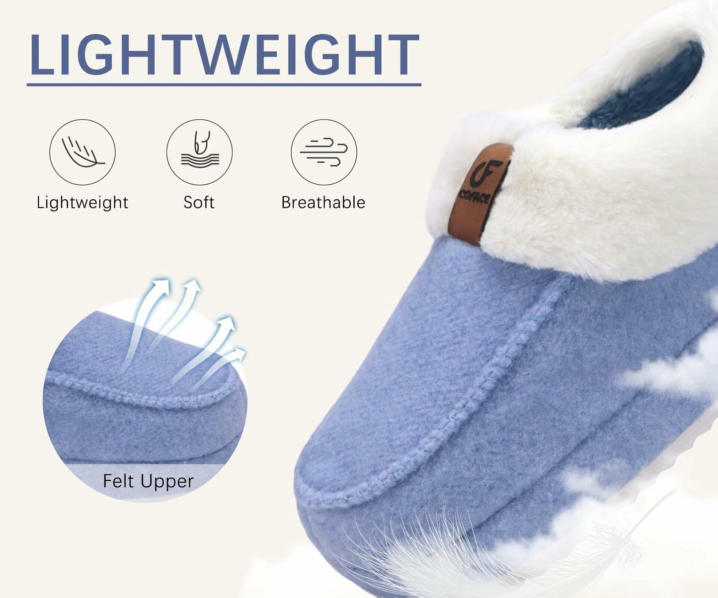 COFACE Womens Blue Moccasin Slippers Size 8 Memory Foam Orthotic Comfort