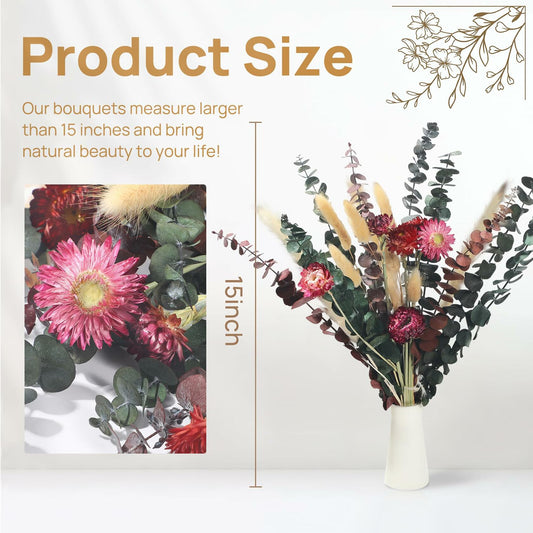 Natural Dried Flower Bouquet Fall Boho Pampas Grass Rustic Home Decor