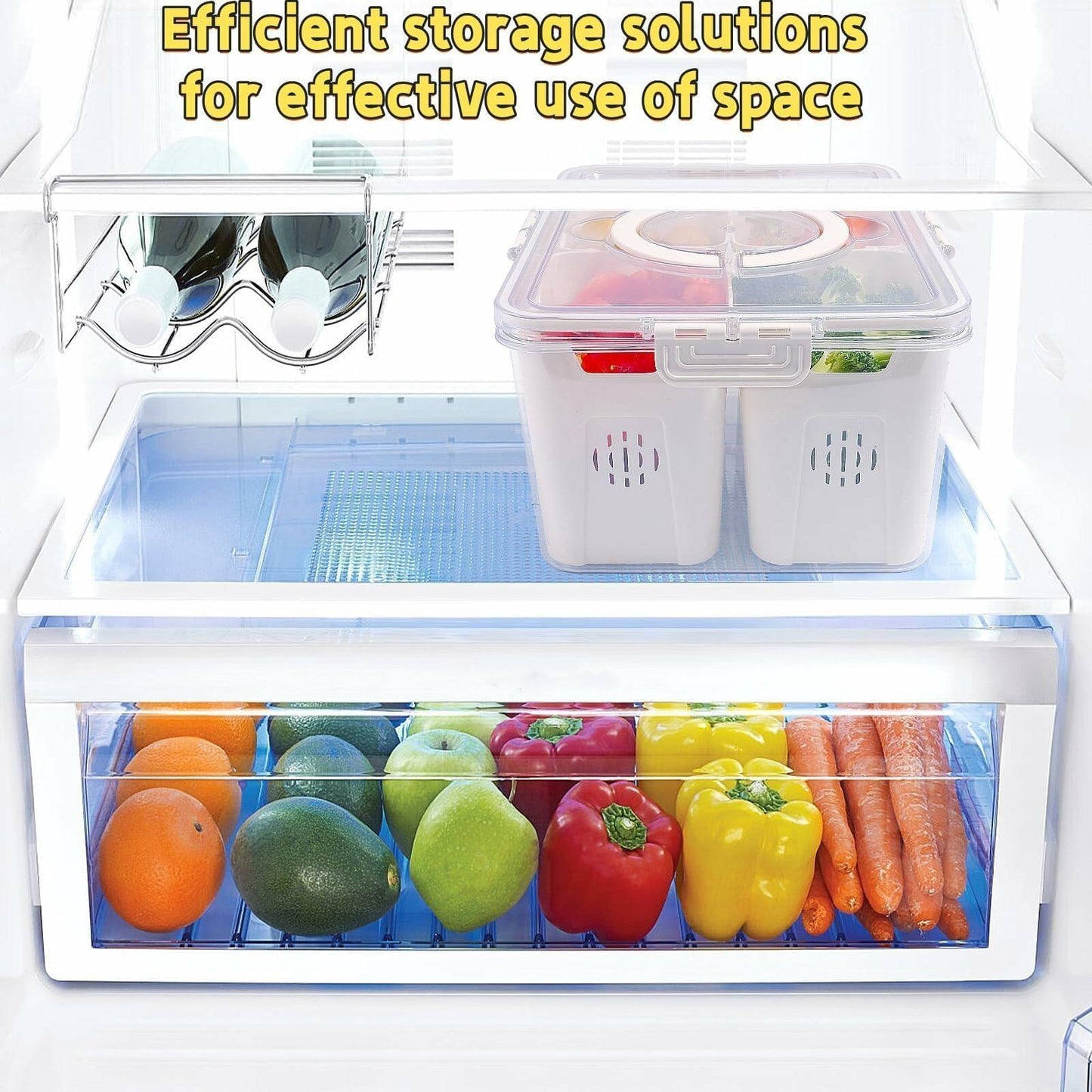 Fruit Containers 3-Count with Removable Colanders for Fridge Organizer