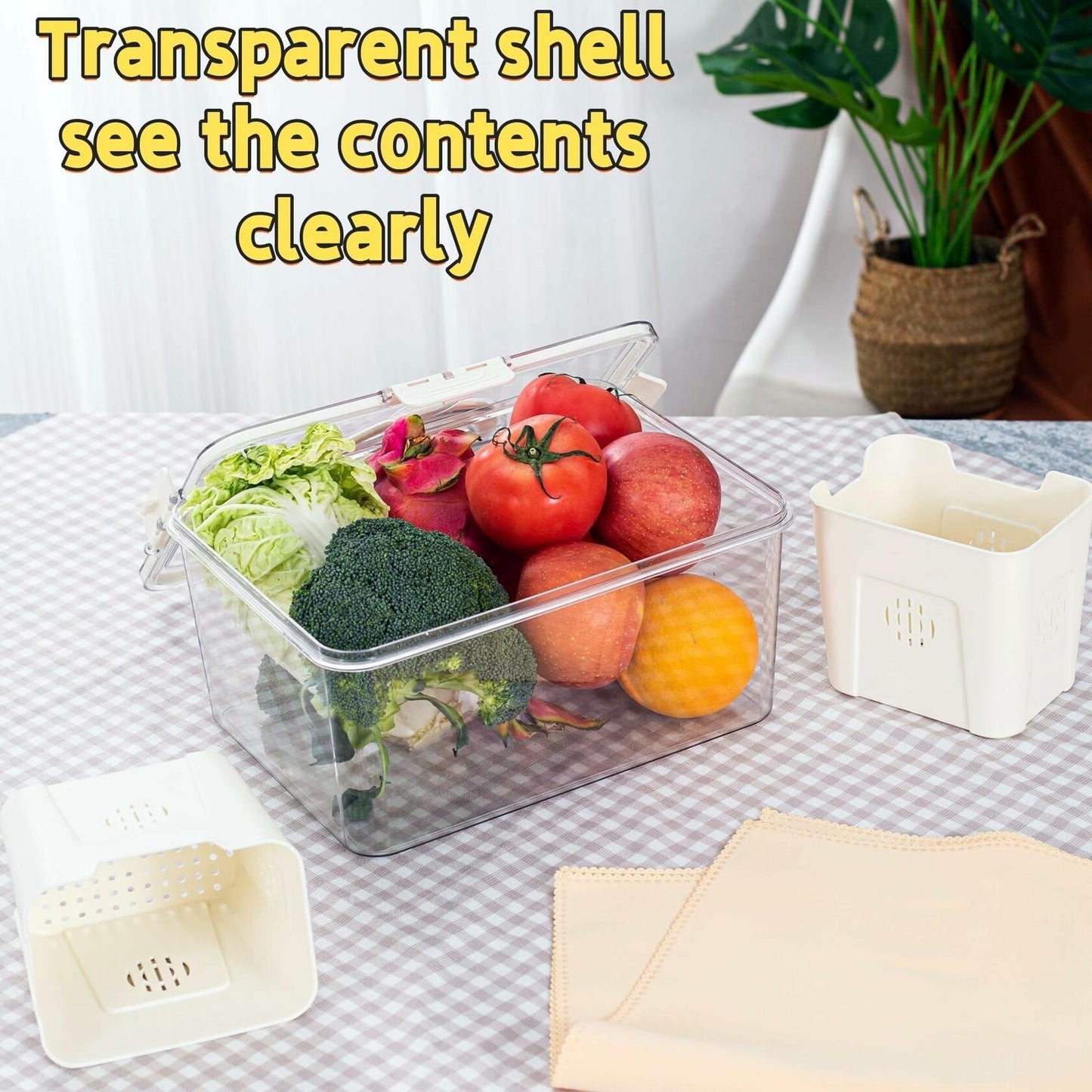 Fruit Containers 3-Count with Removable Colanders for Fridge Organizer