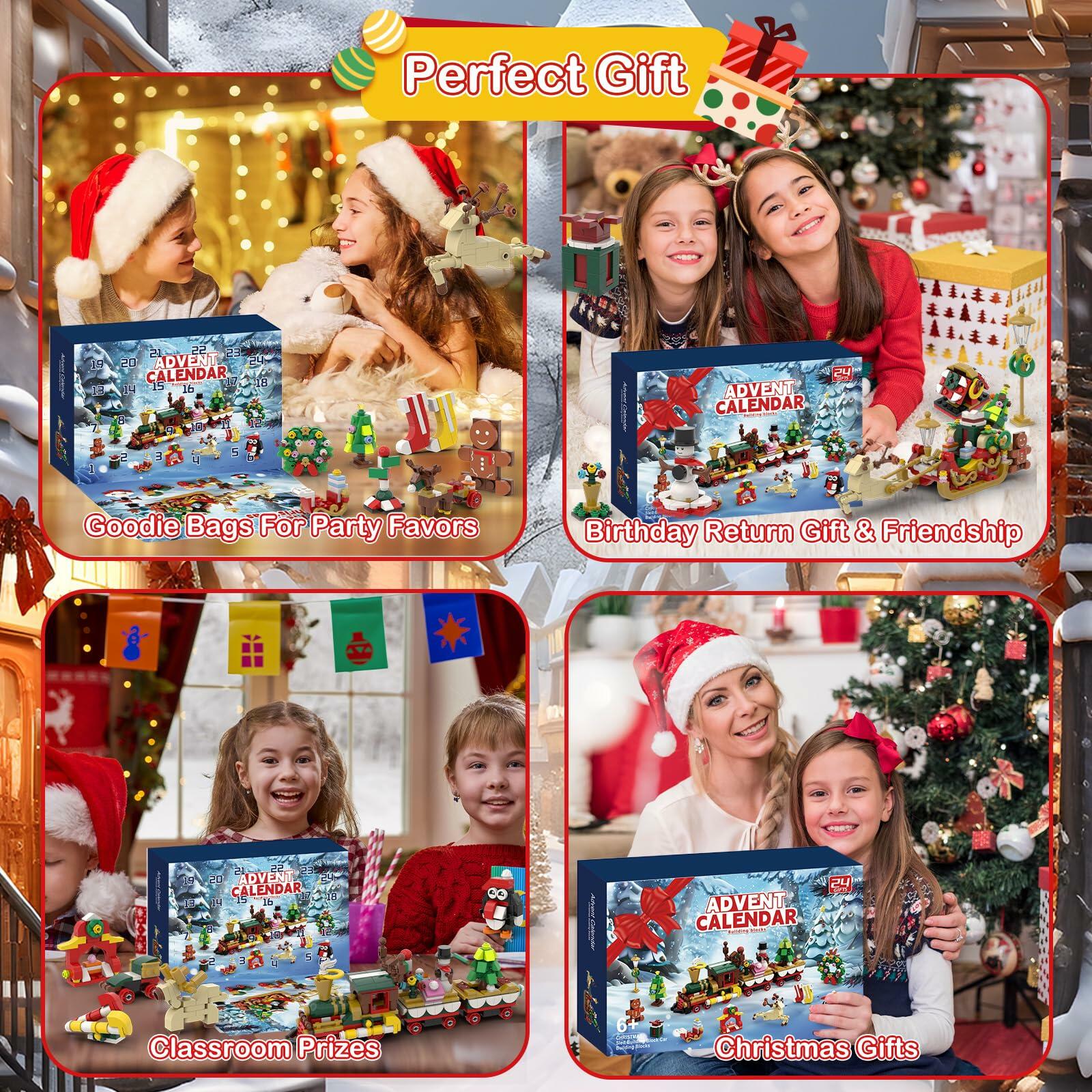 Christmas 2024 Blind Box Blocks 24-Day Countdown Calendar Kids 8-12