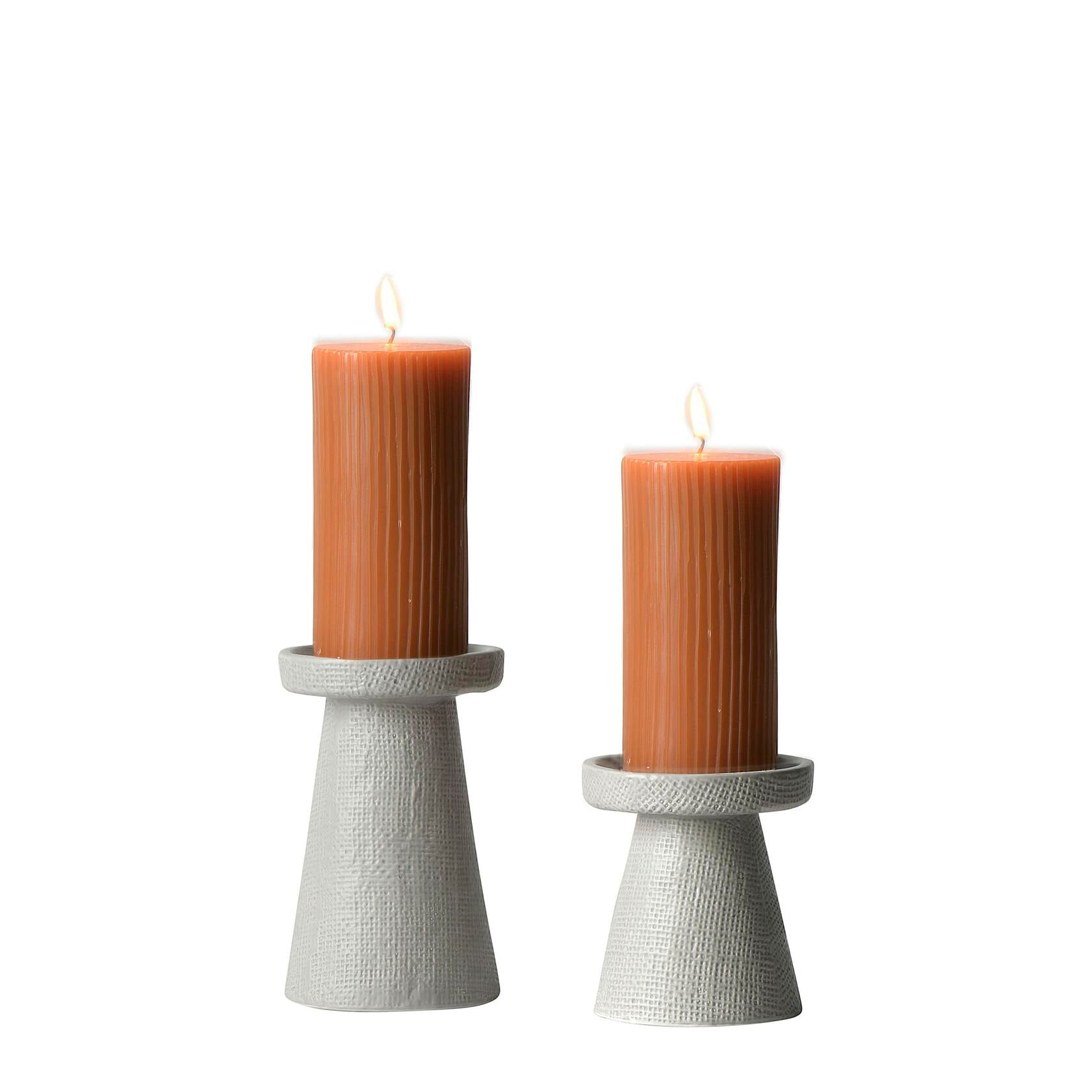 Main + Mesa Stoneware Pillar & Taper Candle Holders Set of 2 Black