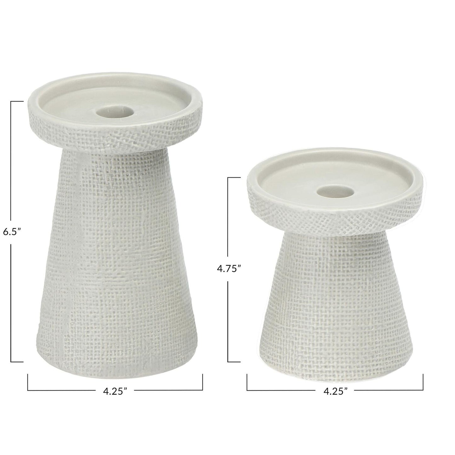 Main + Mesa Stoneware Pillar & Taper Candle Holders Set of 2 Black