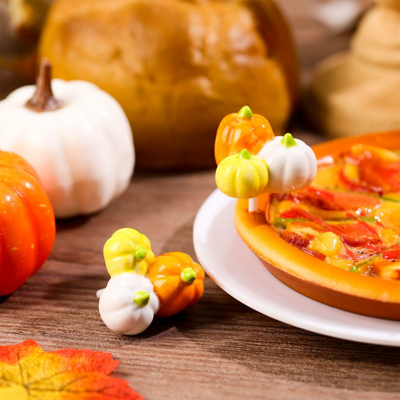 Dandat 6 Pcs Mini Turkey Plates Hand Painted Ceramics Pumpkin Decor