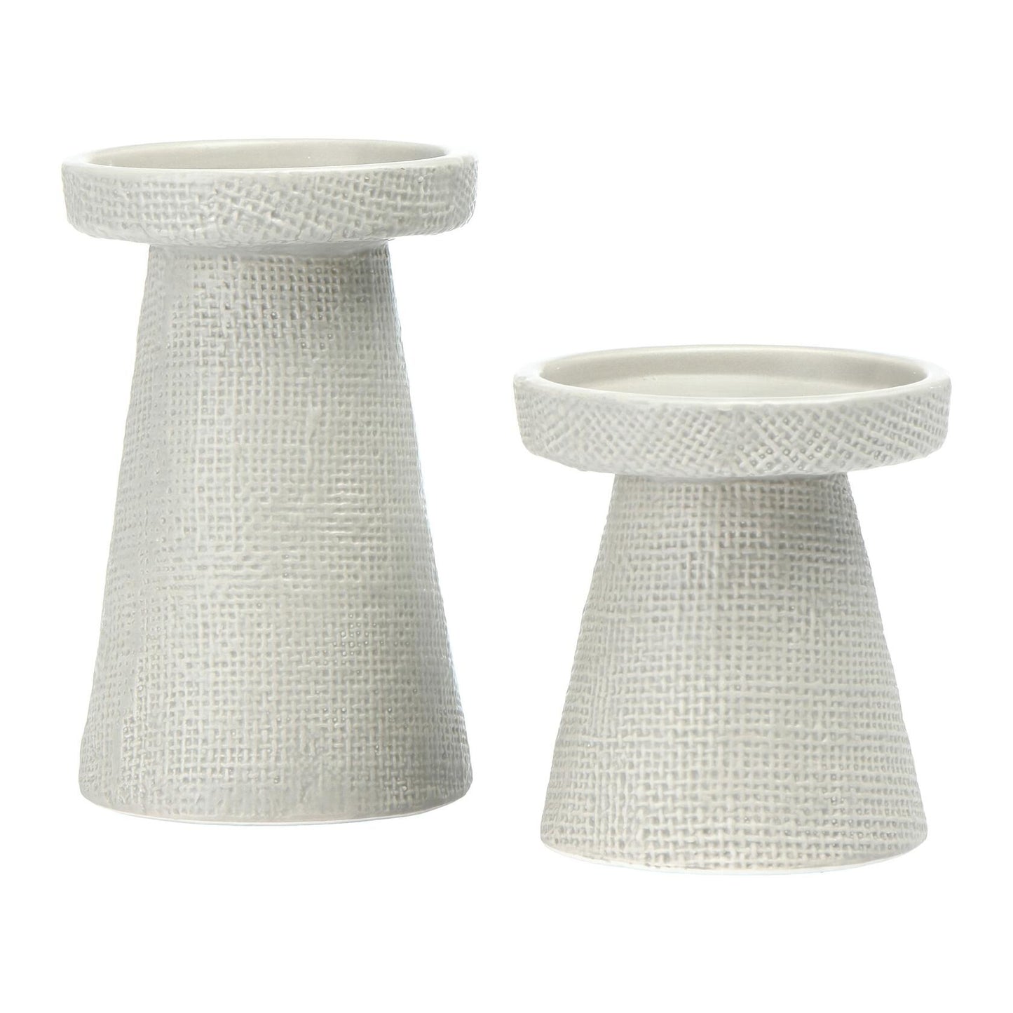 Main + Mesa Stoneware Pillar & Taper Candle Holders Set of 2 Black