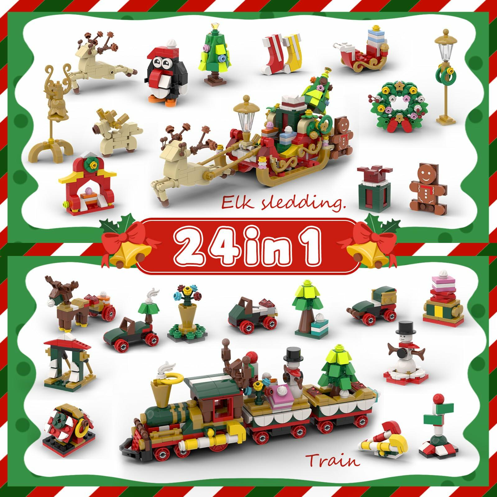 Christmas 2024 Blind Box Blocks 24-Day Countdown Calendar Kids 8-12