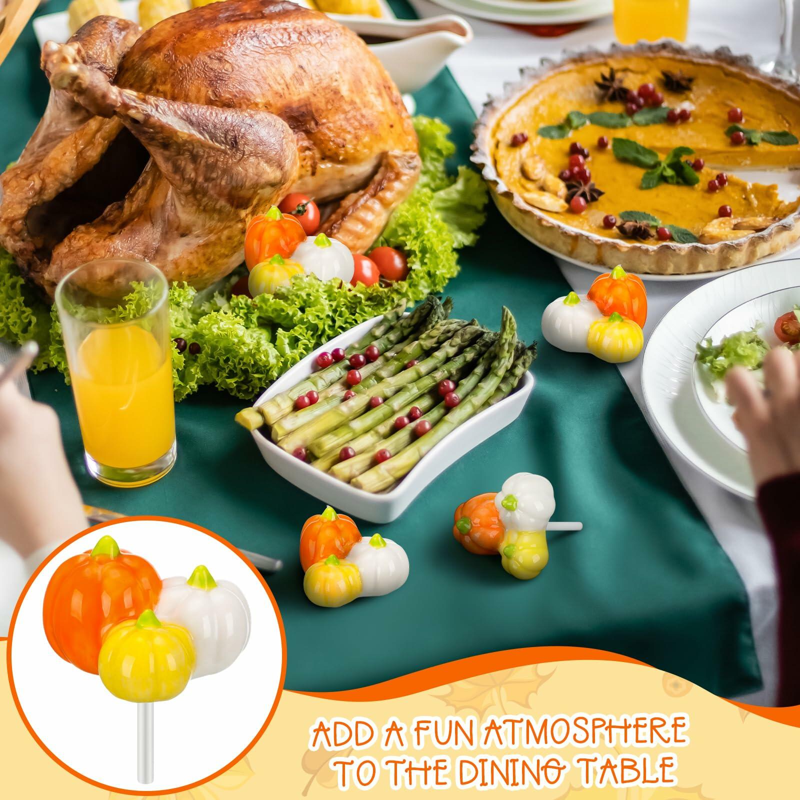 Dandat 6 Pcs Mini Turkey Plates Hand Painted Ceramics Pumpkin Decor