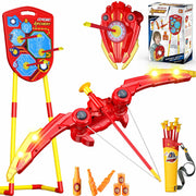 Archery Shield Toy Set LED Light Up Bow Arrow 10 Suction Cup Arrows Target