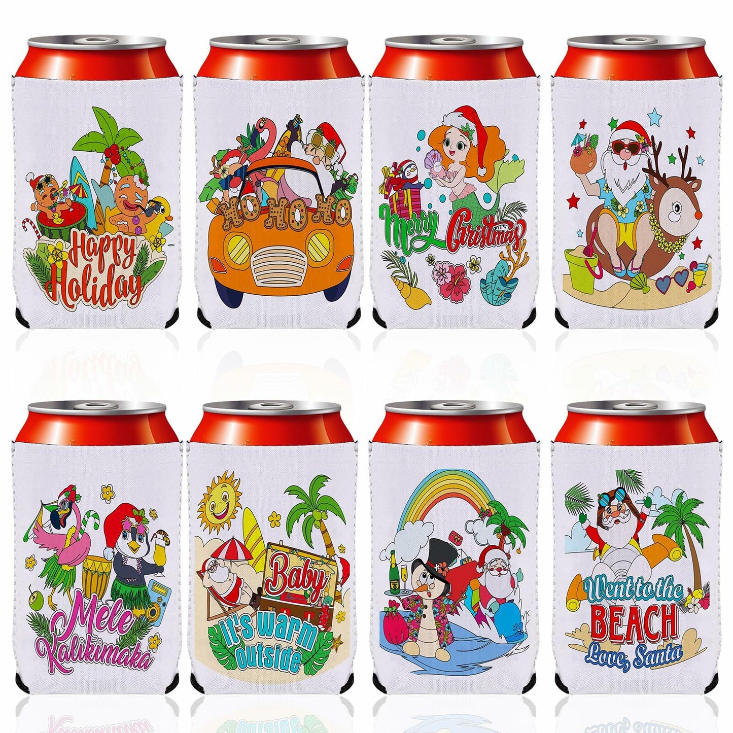 HOWAF 8pcs Christmas Coloring Crafts Sleeves for Kids Tropical Fun