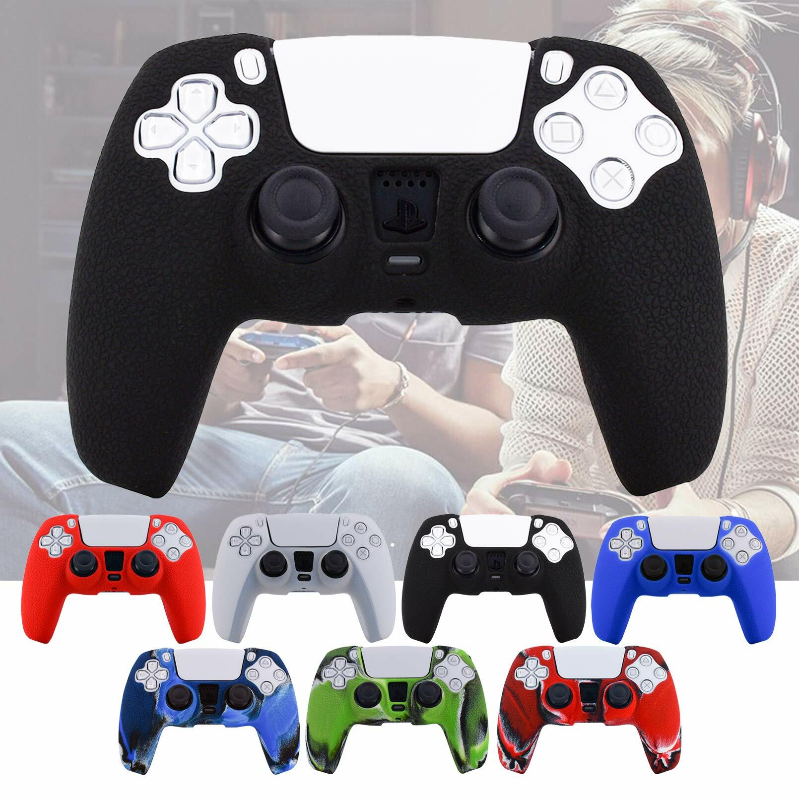 Hikfly PS5 Controller Silicone Skin Cover Red with 4 Thumb Grips