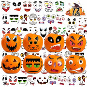LINAYE Halloween Pumpkin Face Stickers Small Mini 72 PCS Decorating Kit