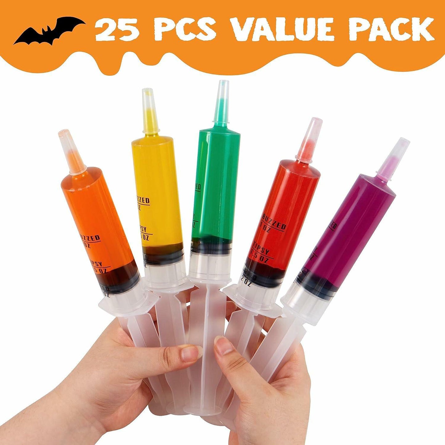 JOYIN 25-Pack 60ml Plastic Syringes with Easy-Grip Caps Reusable Tubes