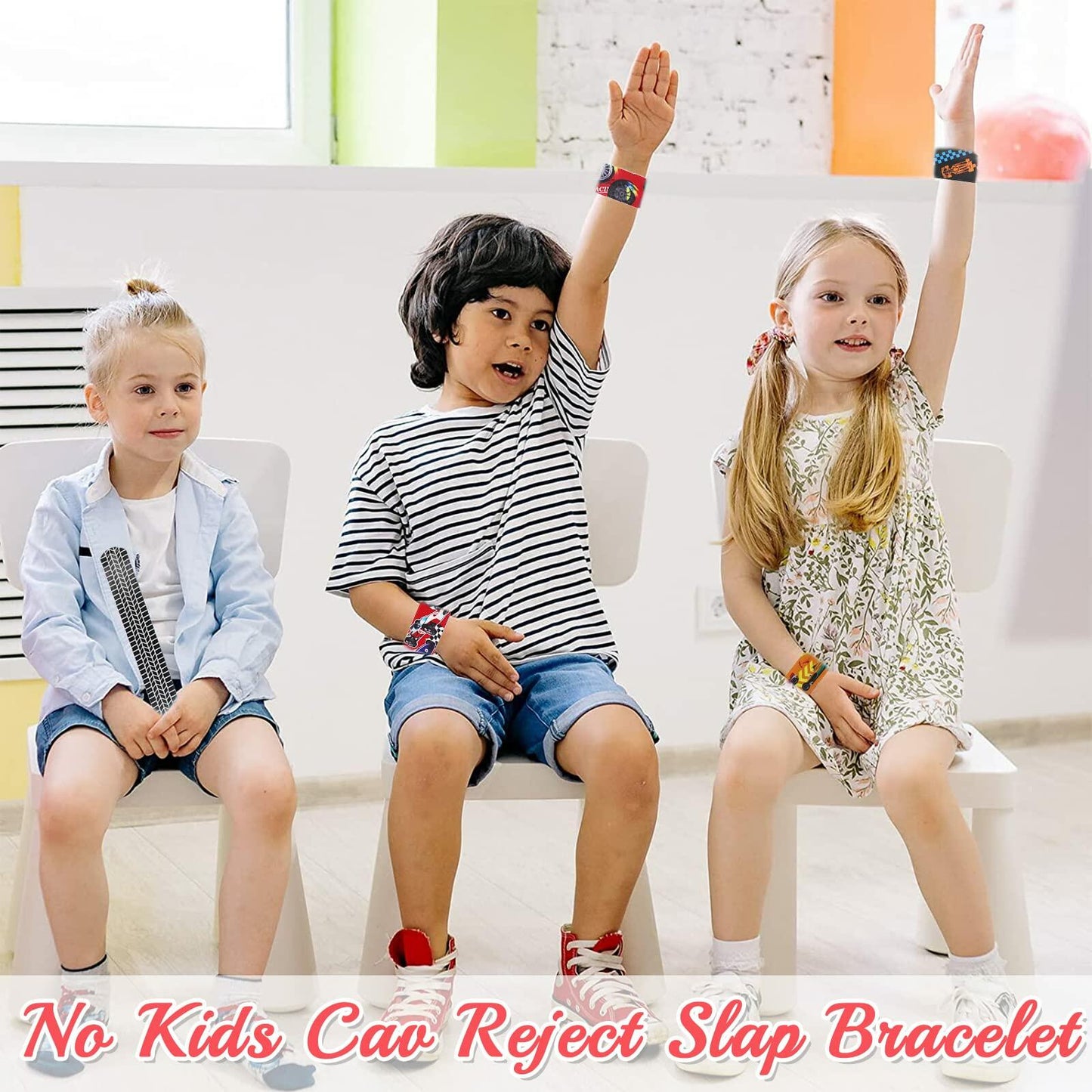 Acehome 48 PCS Kids Slap Bands Wristbands Bulk Vinyl Rolls Car