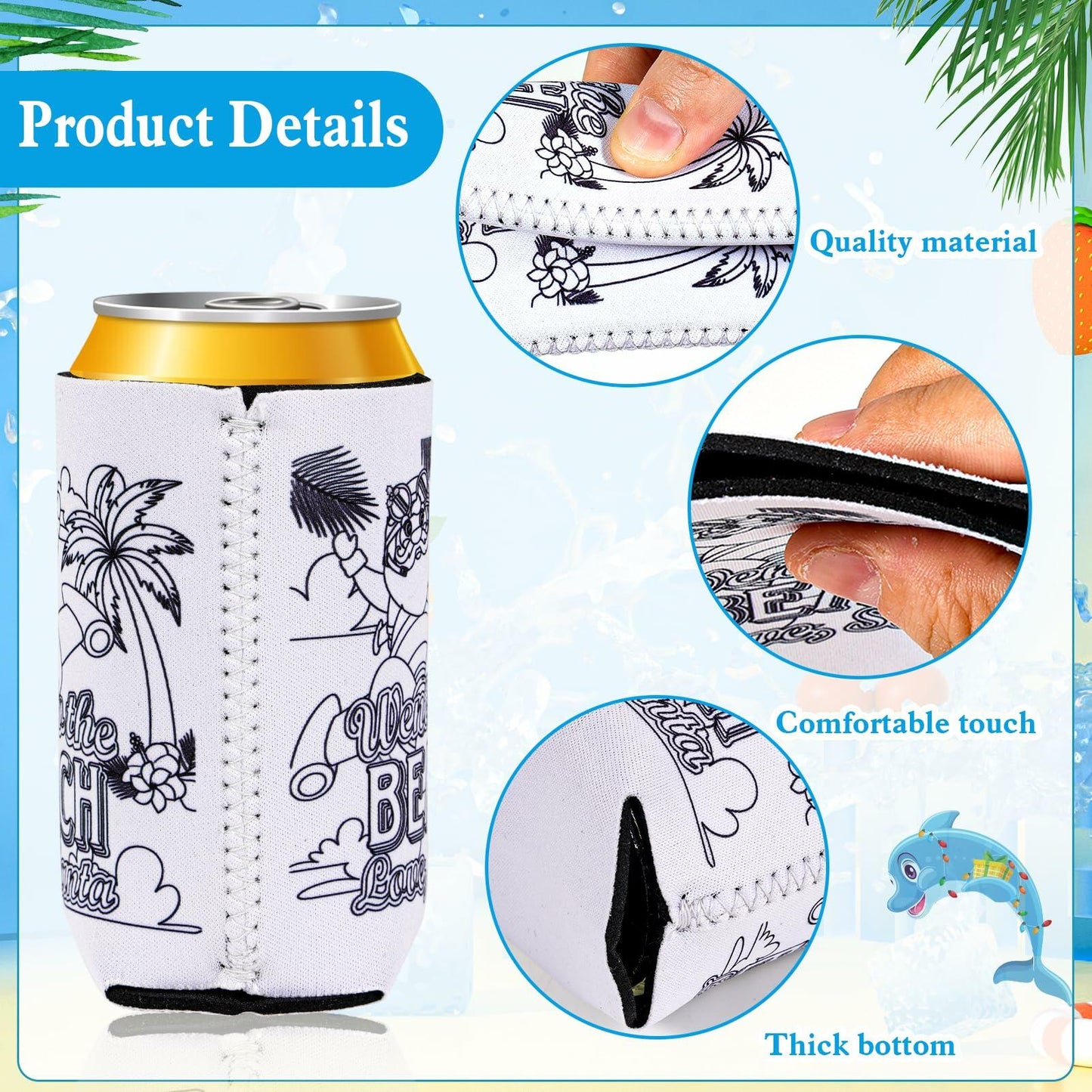 HOWAF 8pcs Christmas Coloring Crafts Sleeves for Kids Tropical Fun