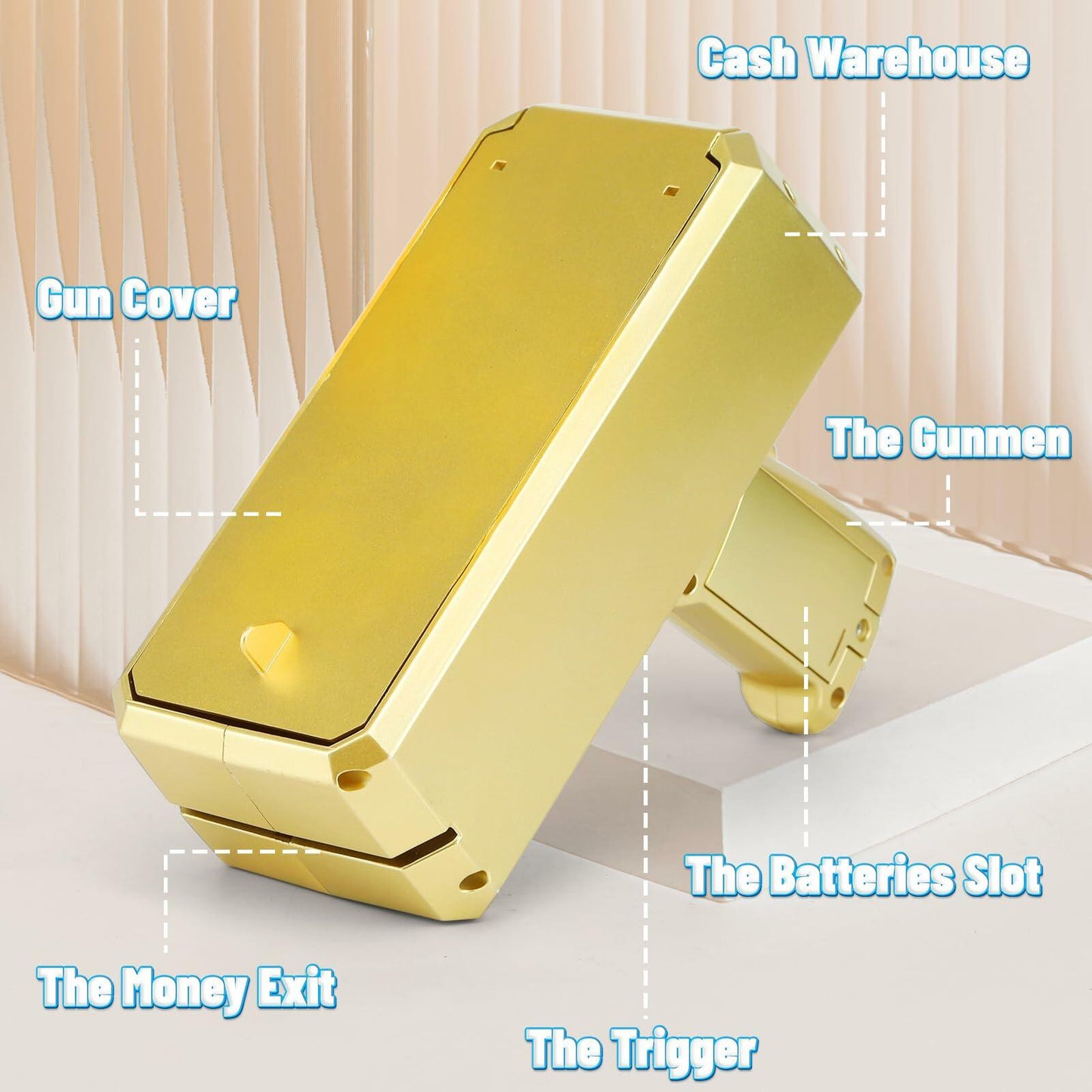 Gold Money Gun Shooter Toy with 201 Props Includes Batteries