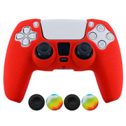 Hikfly PS5 Controller Silicone Skin Cover Red with 4 Thumb Grips
