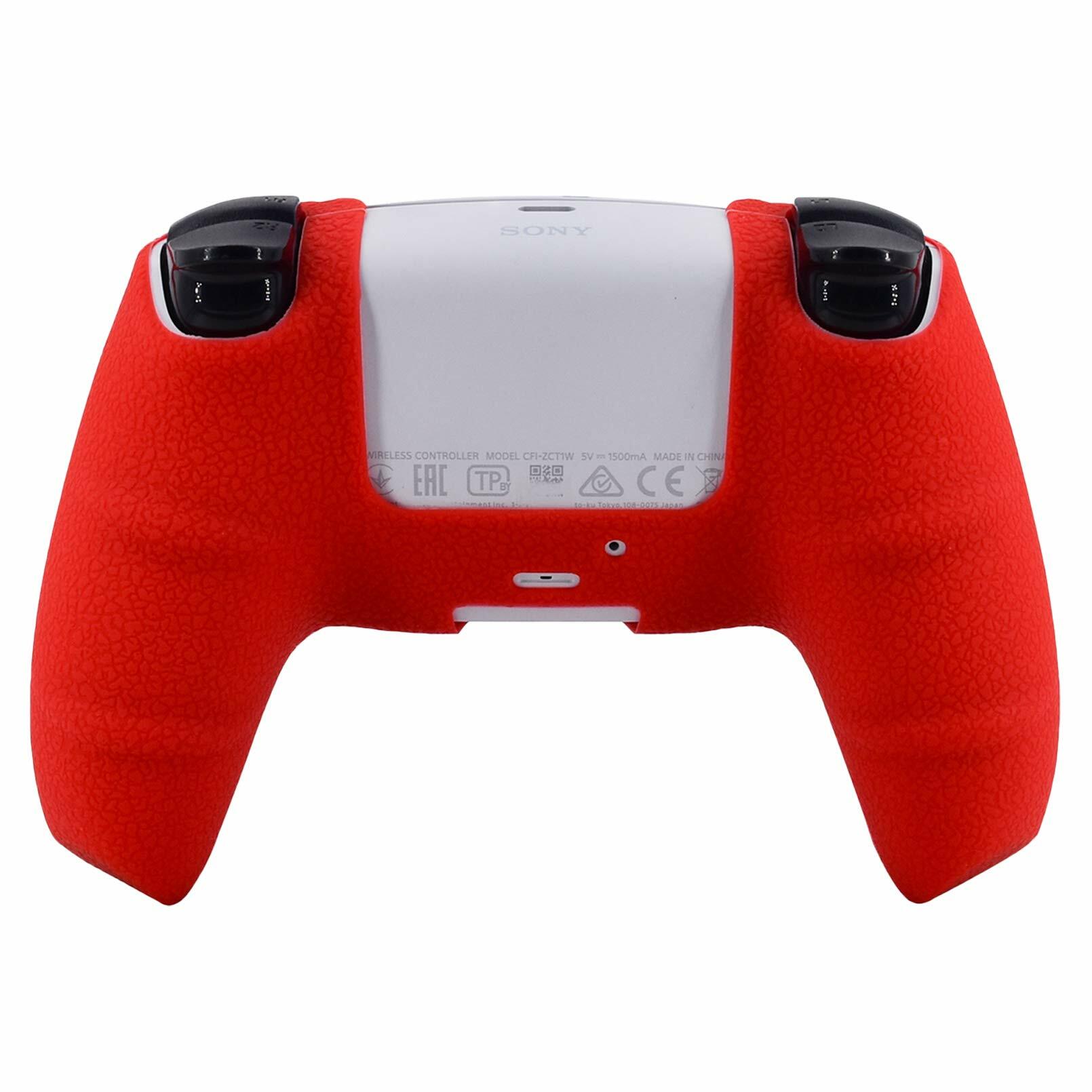 Hikfly PS5 Controller Silicone Skin Cover Red with 4 Thumb Grips