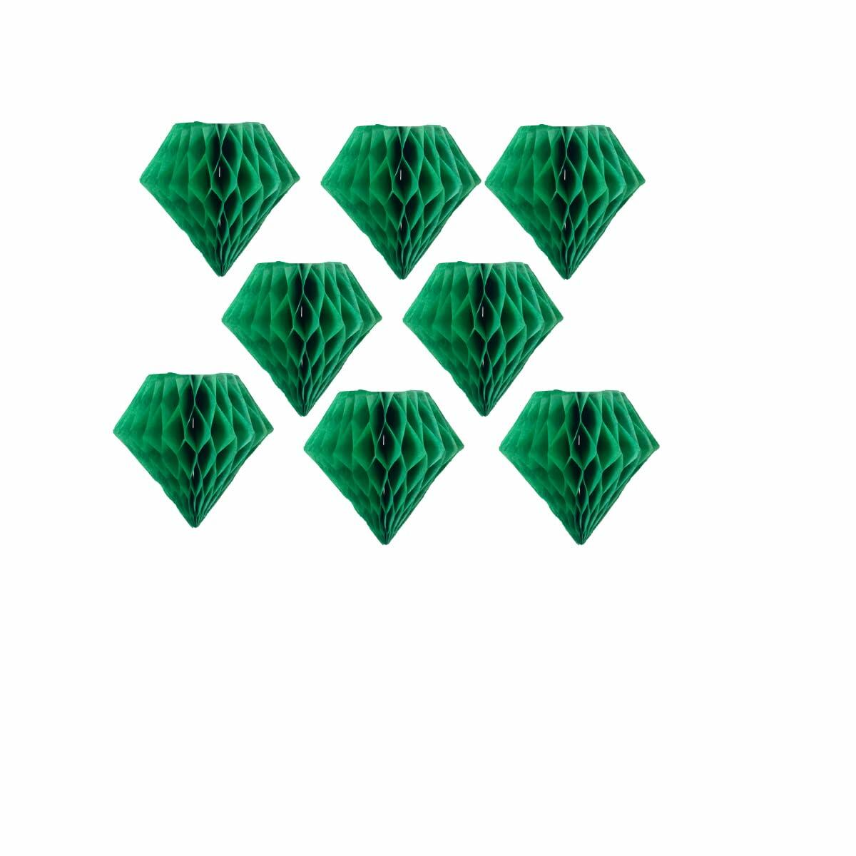 ZGjoy 8pcs 10in Green Paper Diamond Honeycomb Balls Decoration