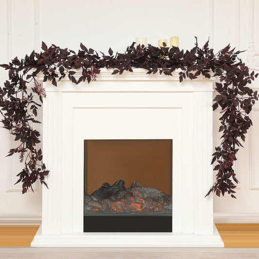 Zeyune 2 Pc Burgundy Plum Cimicifuga Leaf Garland 9ft Artificial Decor