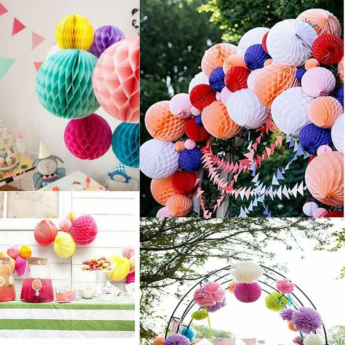 8pcs 10in Paper Honeycomb Balls Multicolor Tissue Pom Poms Party Decor