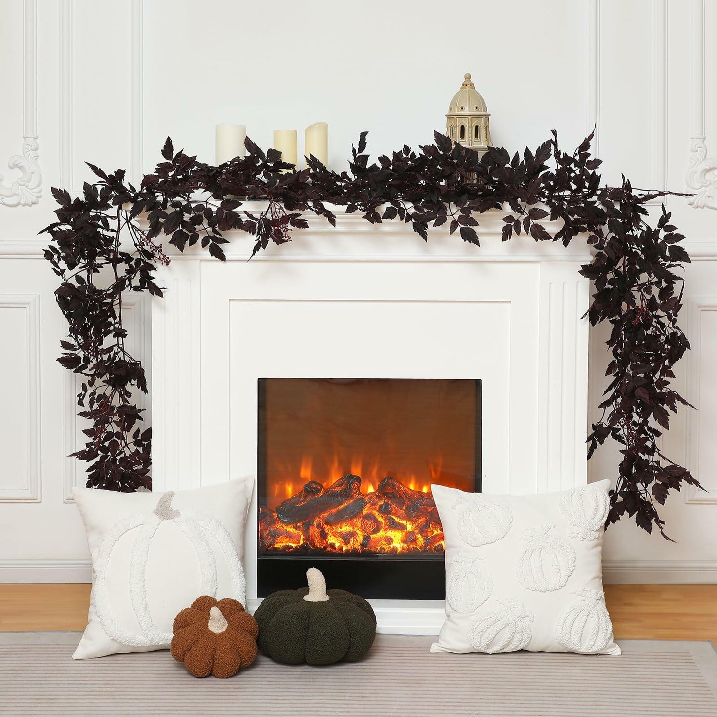 Zeyune 2 Pc Burgundy Plum Cimicifuga Leaf Garland 9ft Artificial Decor