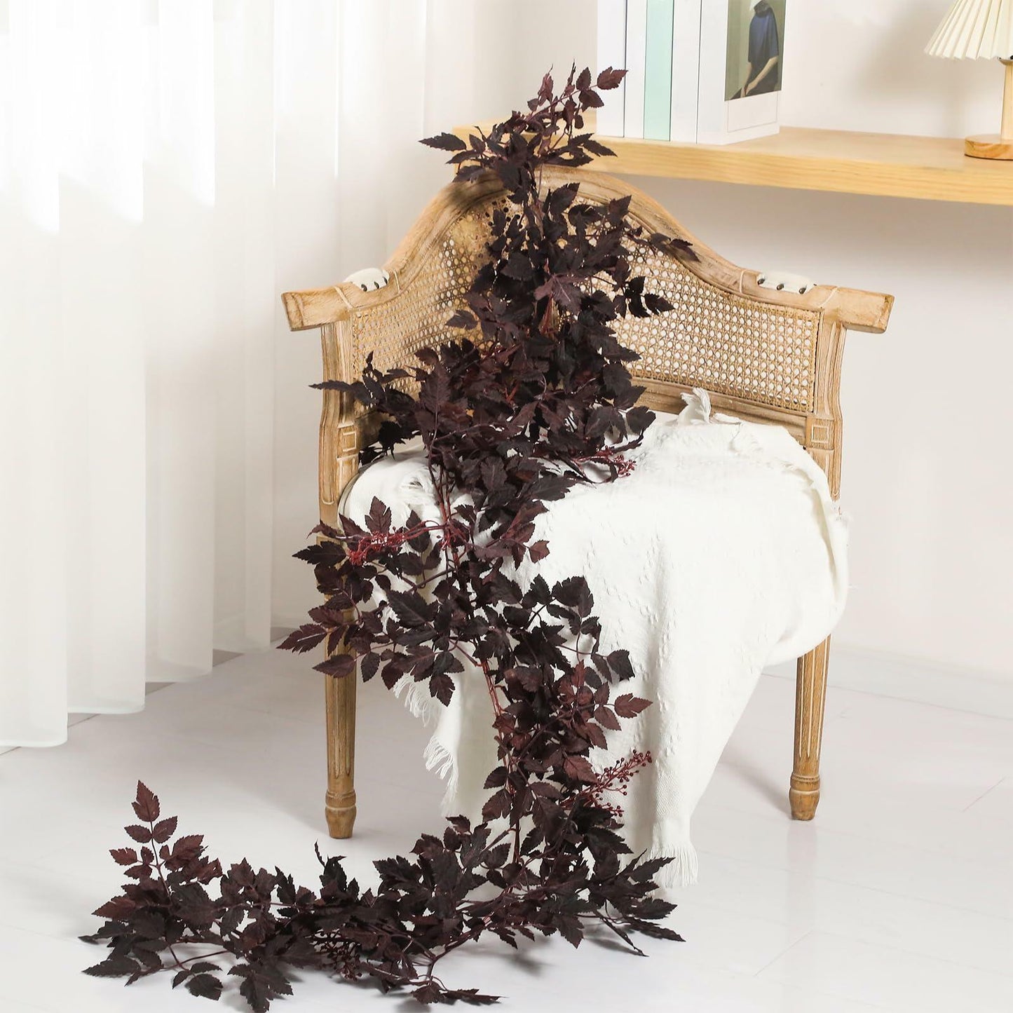 Zeyune 2 Pc Burgundy Plum Cimicifuga Leaf Garland 9ft Artificial Decor