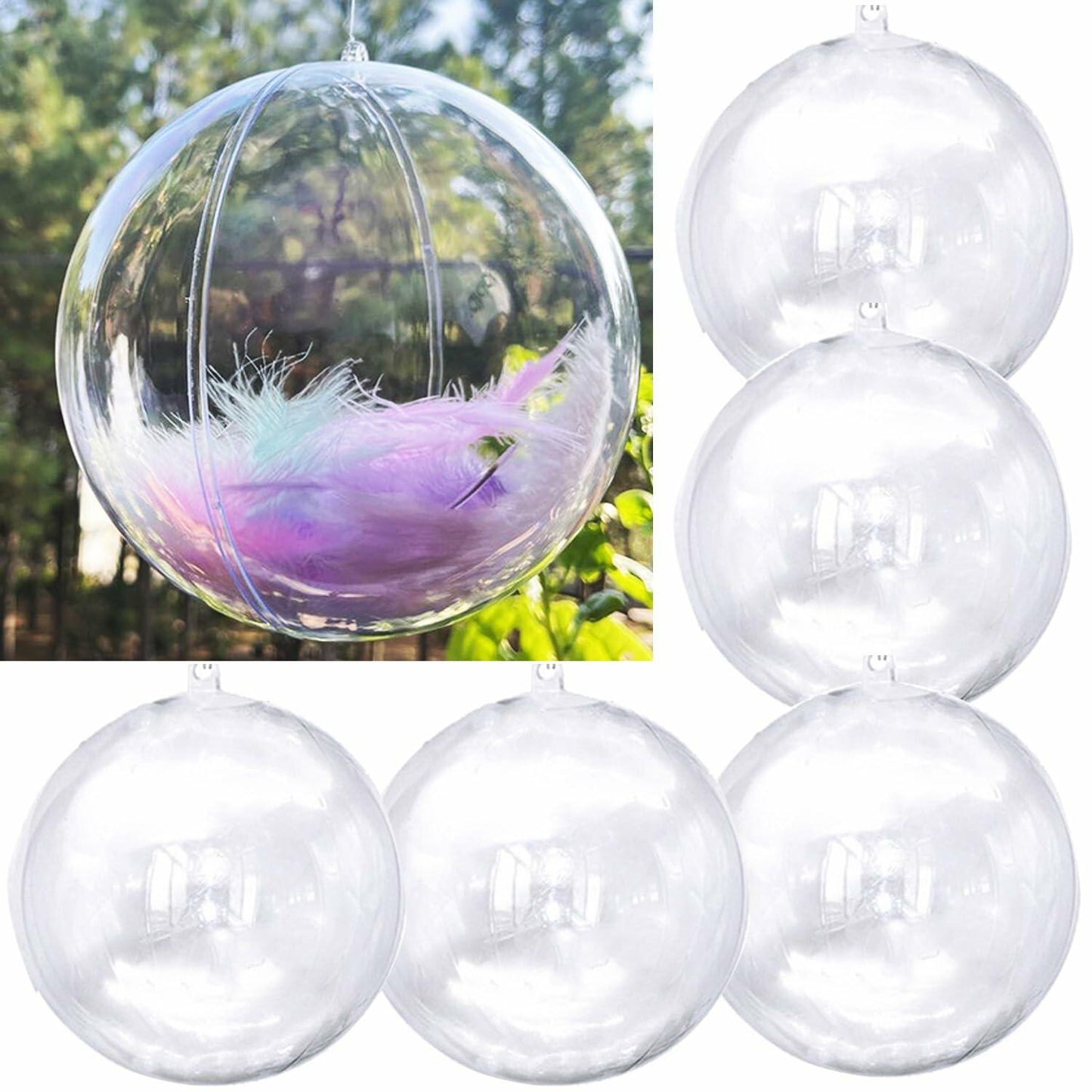 10PCS 120MM Clear Plastic Fillable Baubles Ornaments DIY Xmas Decor