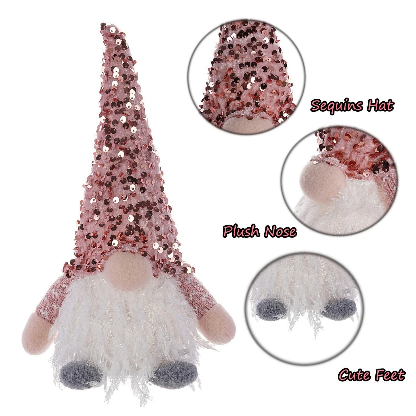 USILAND 2-Pack Pink Lighted Sequin Tabletop Decorations Handmade