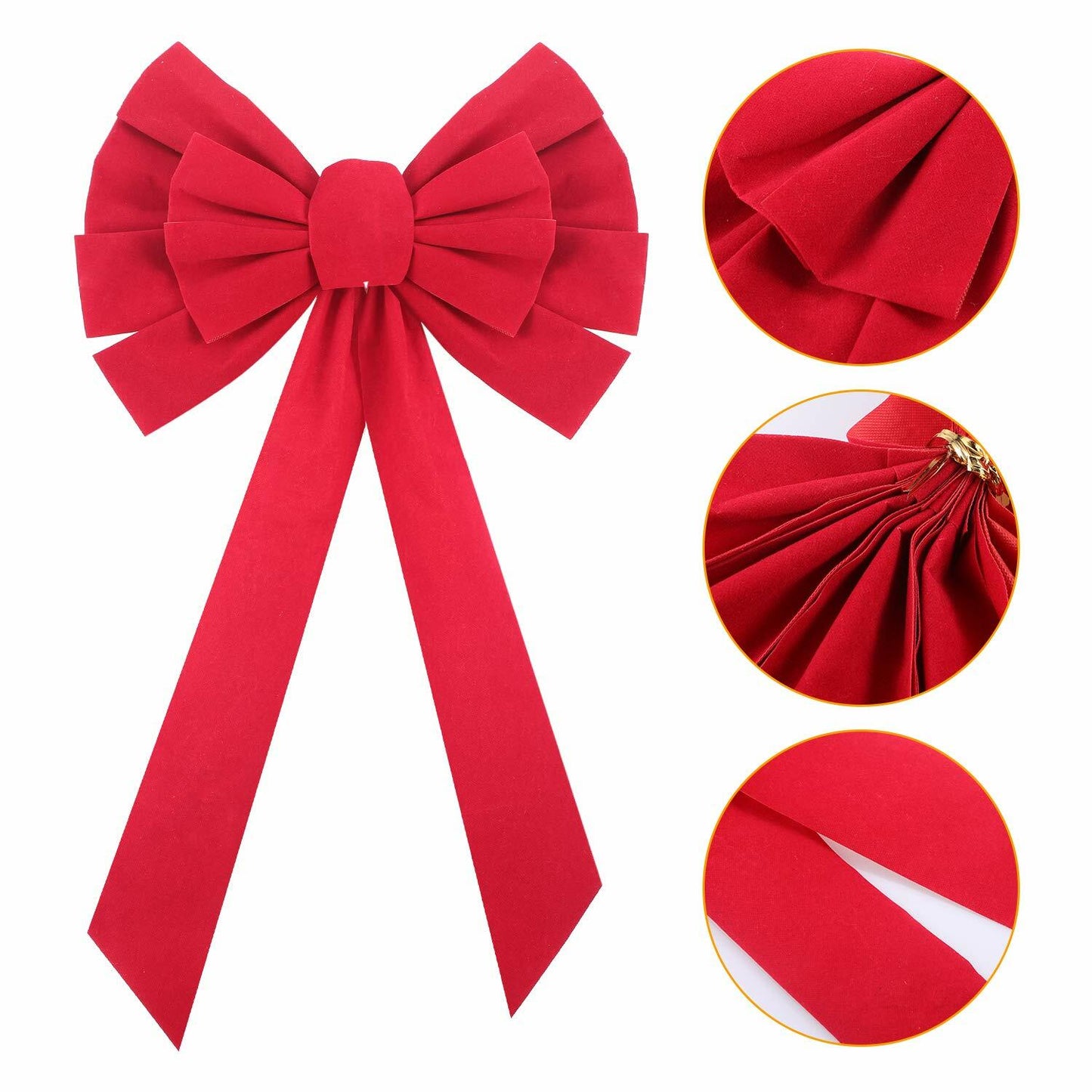 WILLBOND 6pcs Large Red Velvet Christmas Bows 9.8x17.7in Indoor Holiday Decor