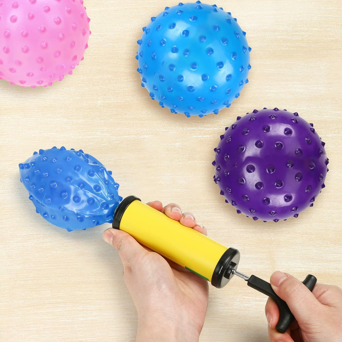 LOVEINUSA Bounce Ball 12 Pack Sensory Massage Balls with Air Pump Stress Relief