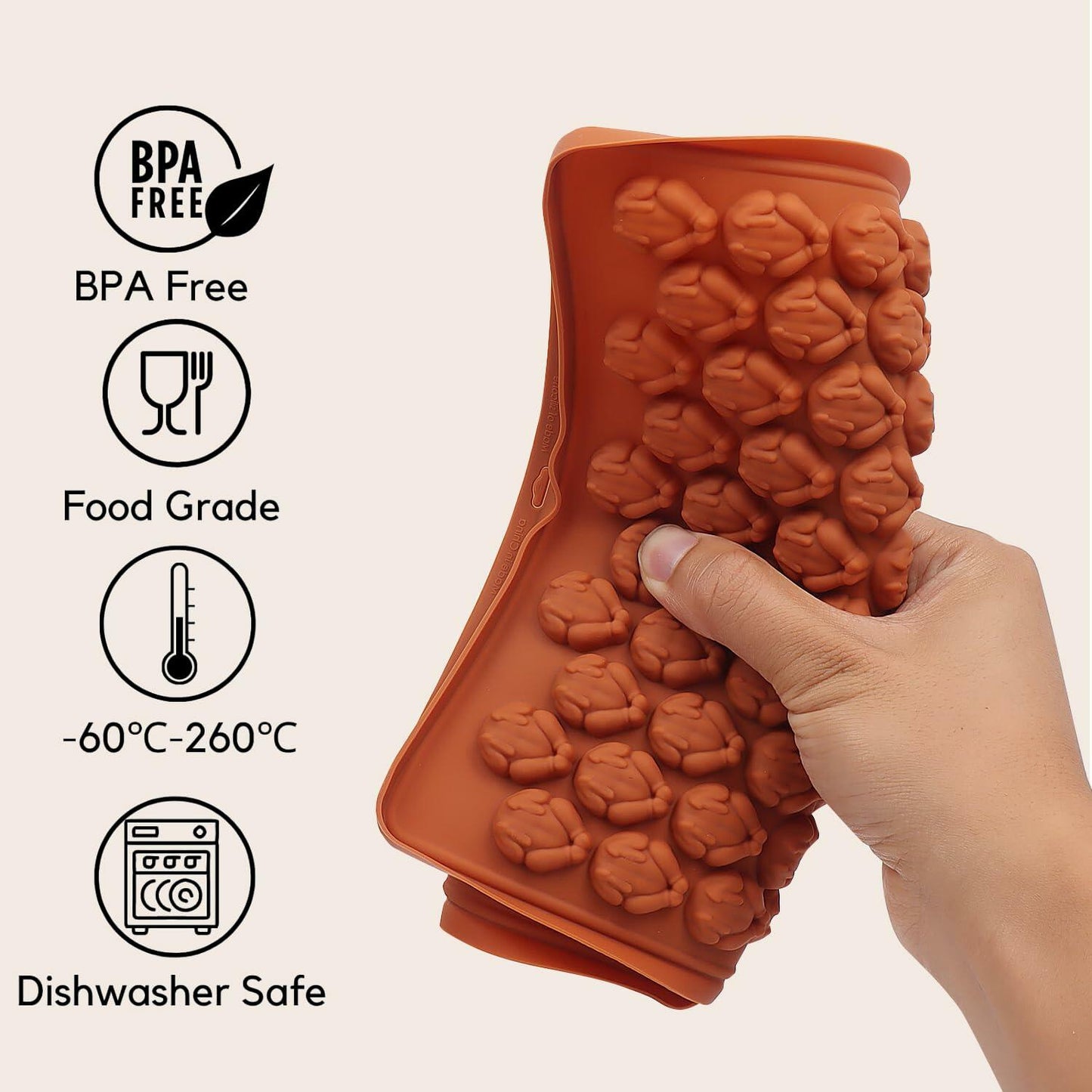 AIROLDI Silicone Skull Candy Mold 100 Cavity 1 Inch with Spatula