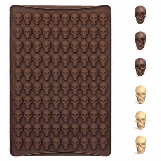 AIROLDI Silicone Skull Candy Mold 100 Cavity 1 Inch with Spatula