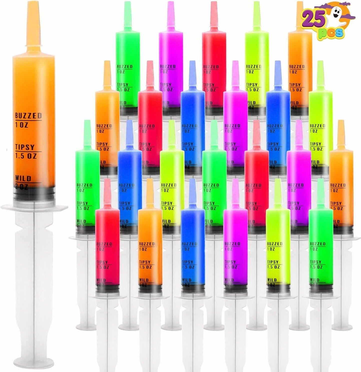 JOYIN 25-Pack 60ml Plastic Syringes with Easy-Grip Caps Reusable Tubes
