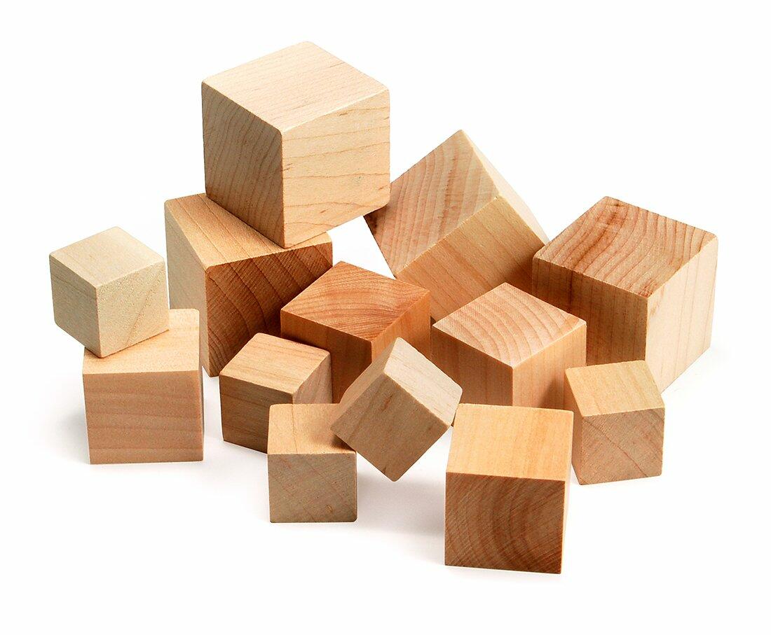 Hygloss Unfinished Wood Building Blocks Cubes Assorted Sizes 48 Pack