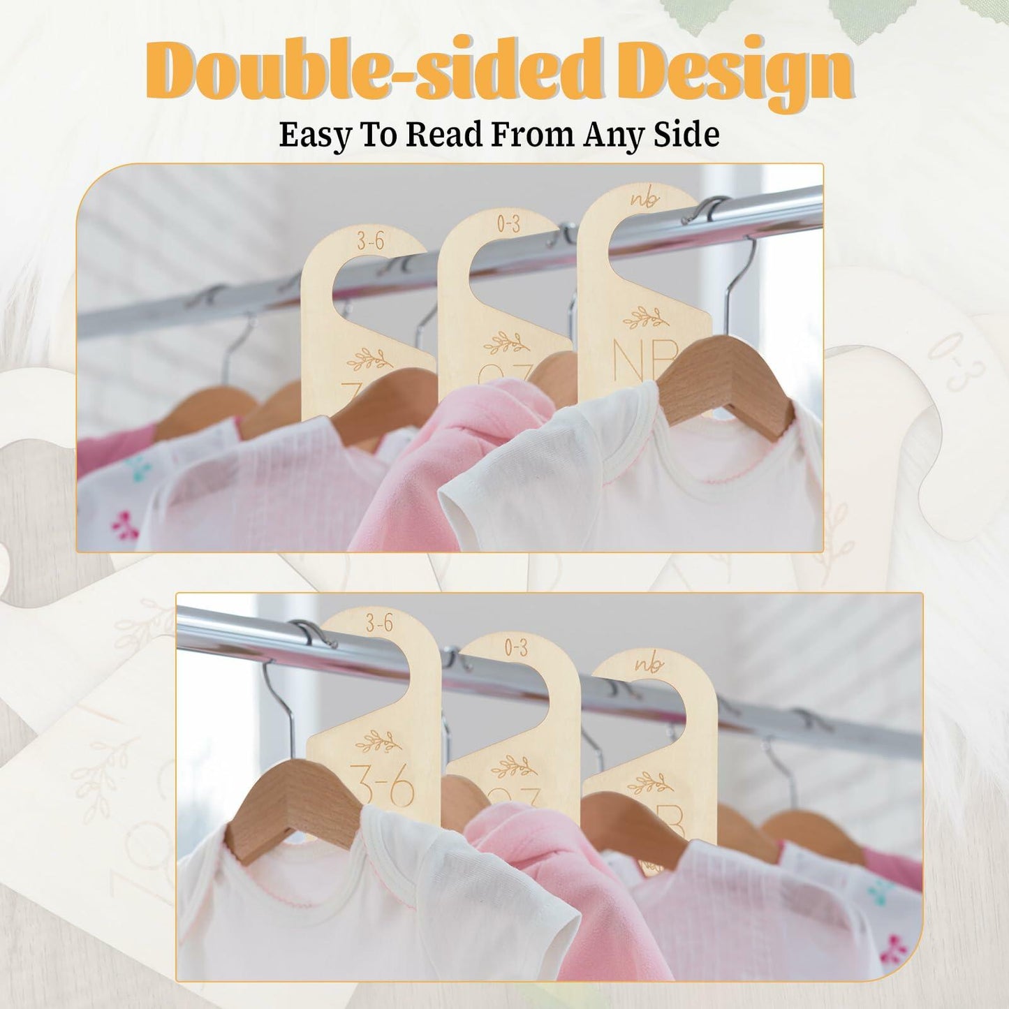 Qianyu Baby Closet Dividers Wooden Double-Sided Organizer Set of 7