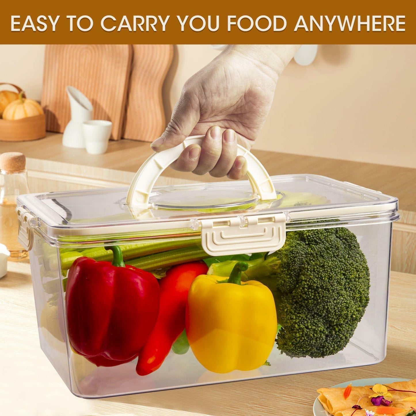 Fruit Containers 3-Count with Removable Colanders for Fridge Organizer