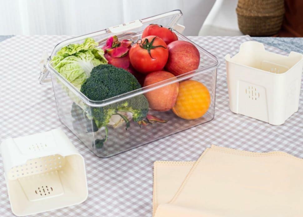 Fruit Containers 3-Count with Removable Colanders for Fridge Organizer